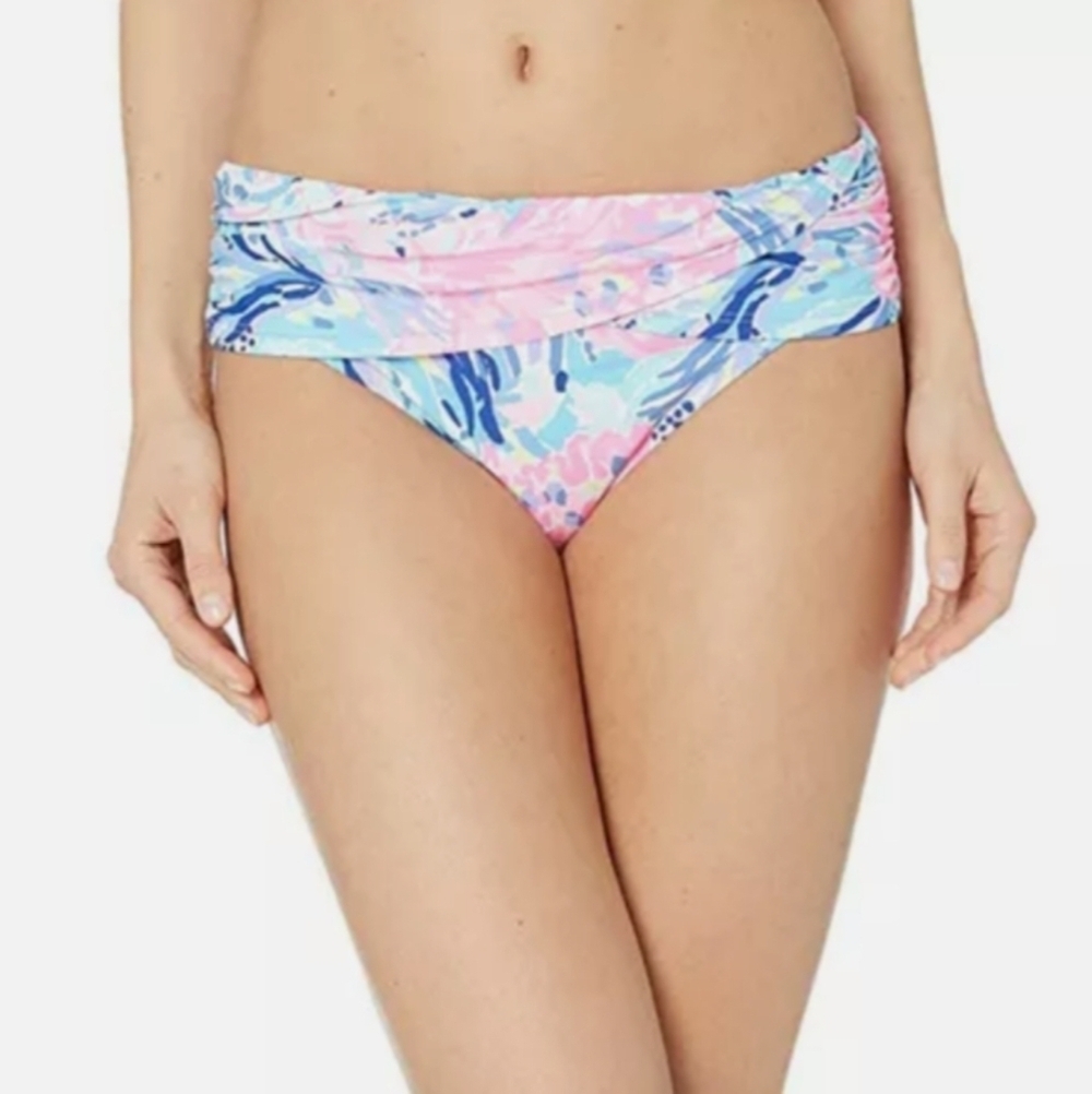 Lilly Pulitzer Lagoon Sarong Hipster Bikini Bottom size 2